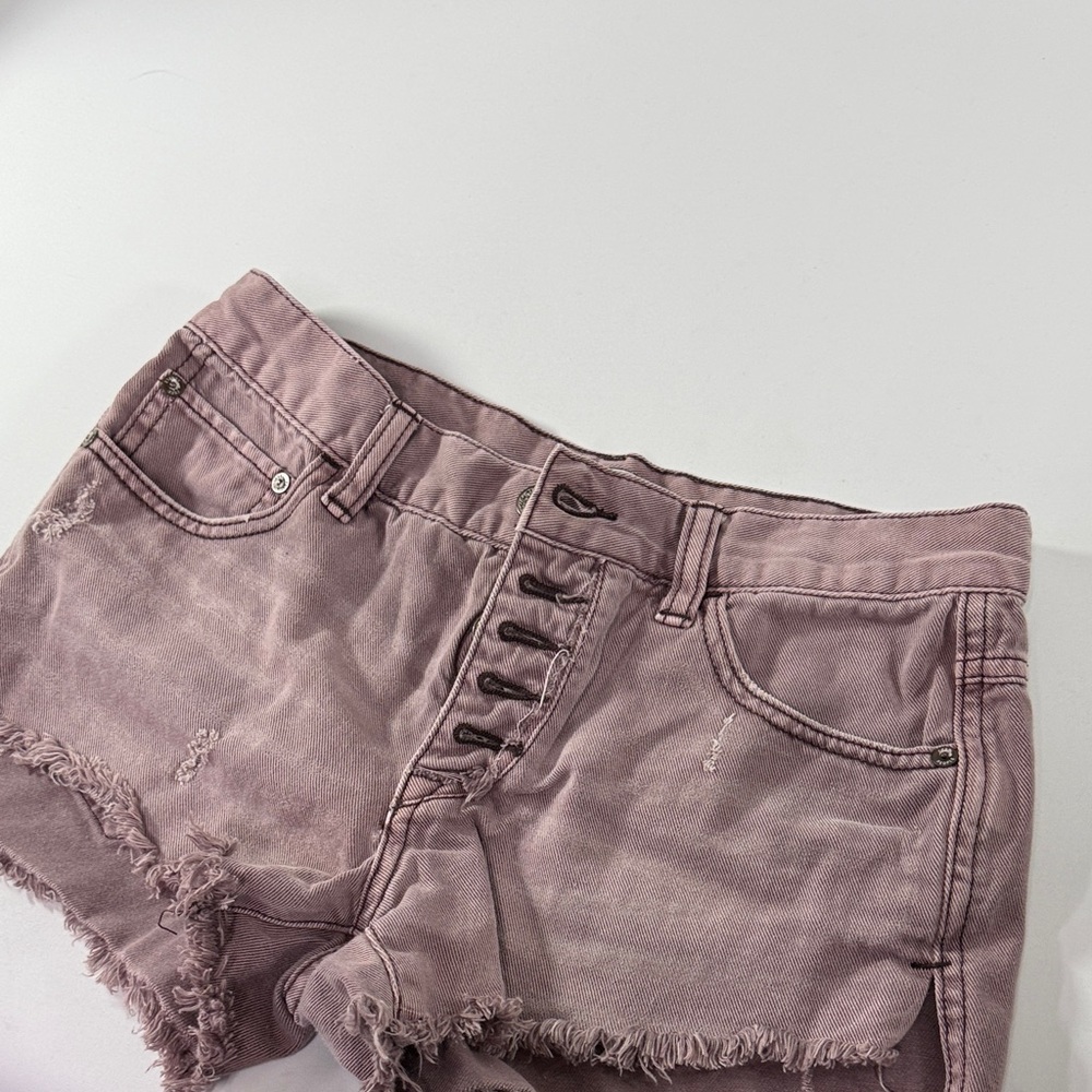 Free People Women's Distressed Pink Shorts Size 24 - Picture 7 of 12